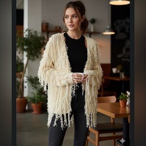 Pretty Attitude Shaggy Fringe Cardigan. NWOT